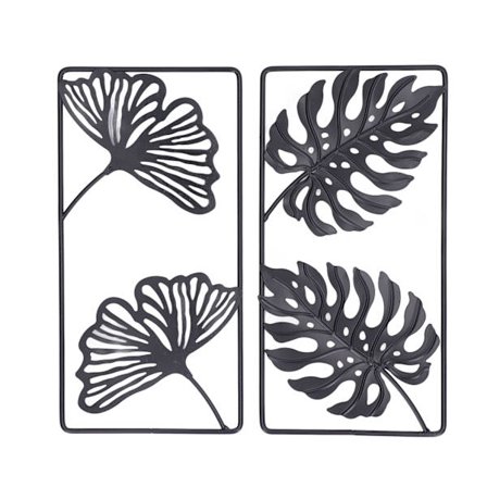 2 kpl Lehti Patsas Musta Tyyli Kohokuvioitu Design Metalli Materiaali Koristeellinen Moderni Lehti Veistokset Toimistoon