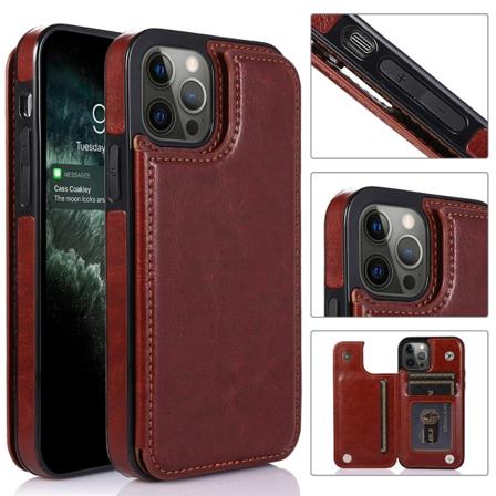 iPhone 13 Pro Max - Genomtänkt Skal med Korthållare Brun