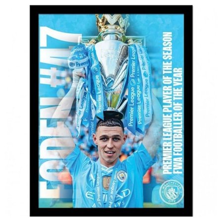 Manchester City FC Foden 2024 Inramad Poster 40cm x 30cm Multico