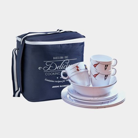 Servizio in melamina Marine Business Regata, bianco/decorato, 17 pezzi