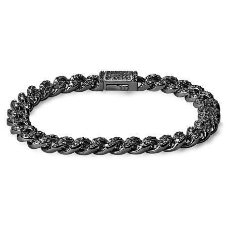 Nicos | 8 mm schwarzes, kubanisches Zirkonia-Armband für Männer - Kettenarmbänder