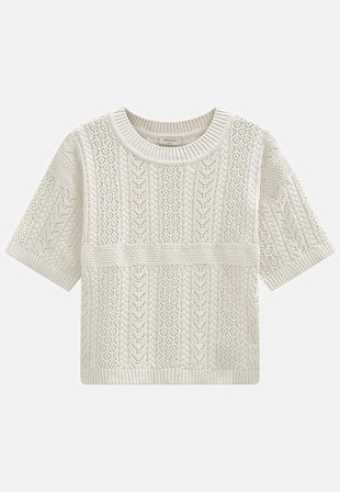 Freequent - Strikket genser med hullmønster i lys beige for damer i størrelse XL (44) - Cellbes