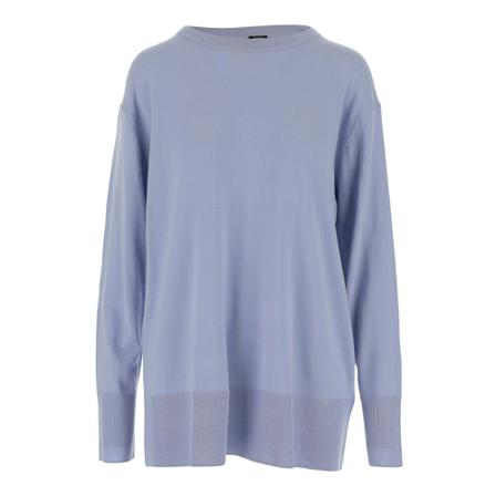 Aspesi Pullover made of lightweight virgin wool yarn Crew neck Long sleeves High hem Blå, Dame