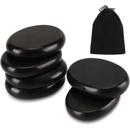 6-delars Massage Hot Stones Set, Svarta Stora Essentiella Basalt Hot Rocks Stenar För Spa, Massage