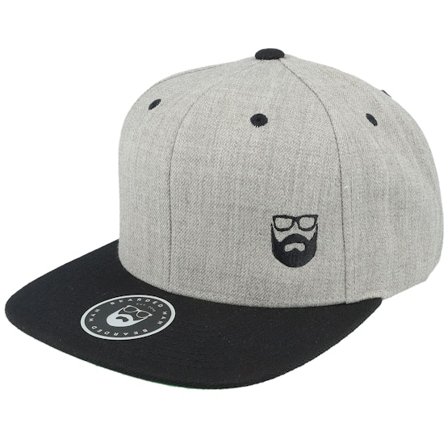 Bearded Man - Grey snapback Czapka Z Daszkiem - Side Logo Grey/Black Snapback @ Hatstore
