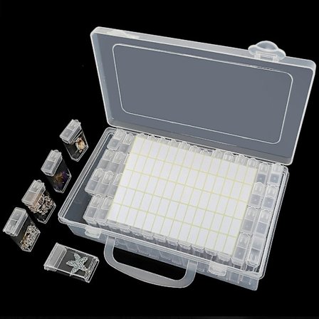Oppbevaringsboks for broderi, perler, diamanter og tilbehør til diamantmaling - Transparent