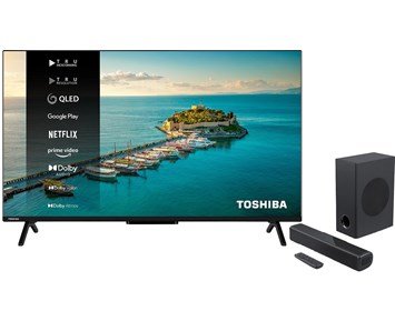 Toshiba 43QA2F63DG + AnderssonCTS-C2000 - 43" 4K QLED-TV med trådlös soundbar och subwoofer