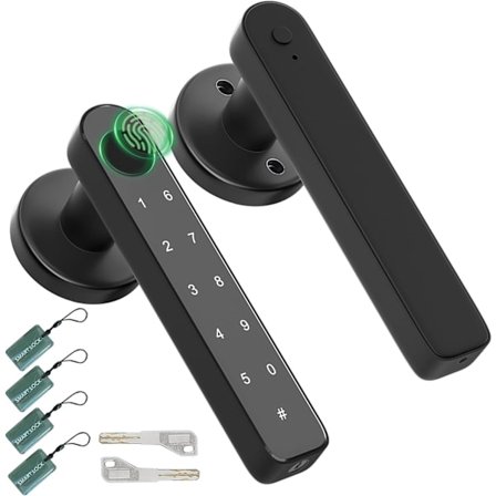 2025 Seneste Model Fingeraftryks Dørknop Biometrisk Dørlås med Kode Nøglefri Adgang Dørhåndtag til Soveværelse Hjem Hotel Kontor Lejlighed Blå