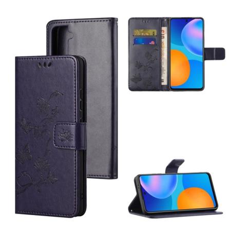 Perhoskuvioitu nahkakotelo Samsung Galaxy S21 Plus - Tumma Lila