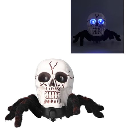 Halloween Fjärrkontroll Dödskalle Huvud, elektrisk Skull Tarantula Ornament Fjärrkontroll Skull Araneid Trick Leksaker Bordsdekor för Halloween-
