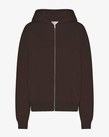 Organic Oversized Zip Hood - Coffee Brown
