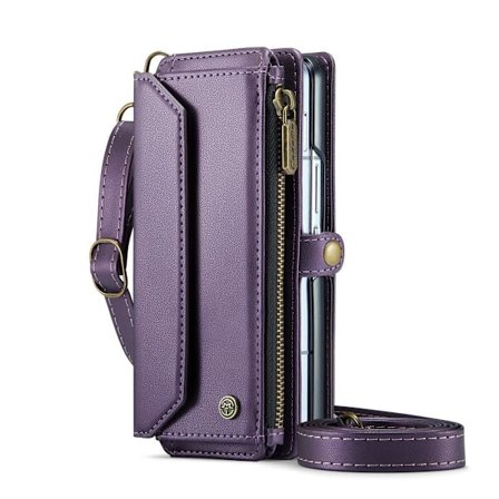 (För Samsung Galaxy Z Fold 7) 3 i 1 Crossbody mobilväska med kortfack och kontantficka, Anti-fallskydd