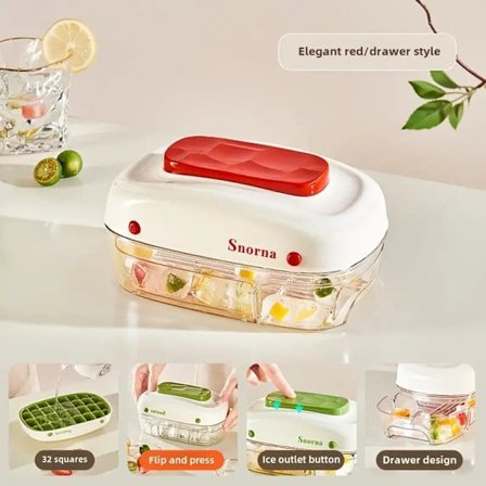 Isbitsform med lock – 32 fack, tryck-och-släpp, enkel islossning, matklassad förvaring_OF