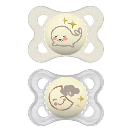 Mam Night Silk smokk som lyser i mørket nøytral 0-6 måneder 2 stk