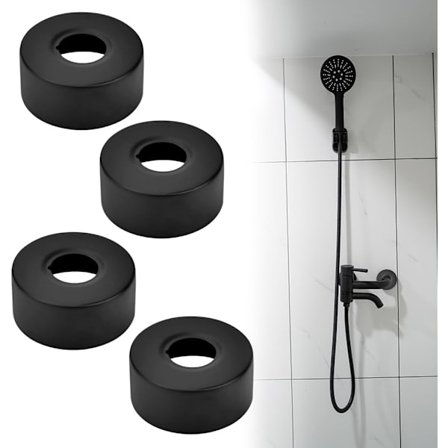 Förpackning med rörskydd i rostfritt stål, svart gängad rosett Värmerörsskydd Duschrosett Blandarrosett kompatibel Badrum, Dusch, Blandare