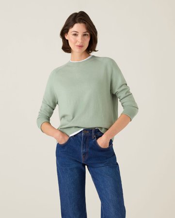 Lexington Cashmere blend raglan sweater, green