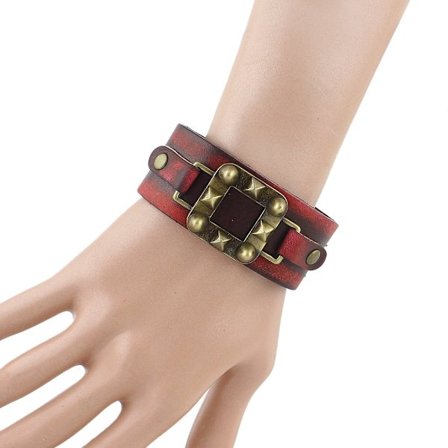 Armbånd i rød PU-læder i rock-stil