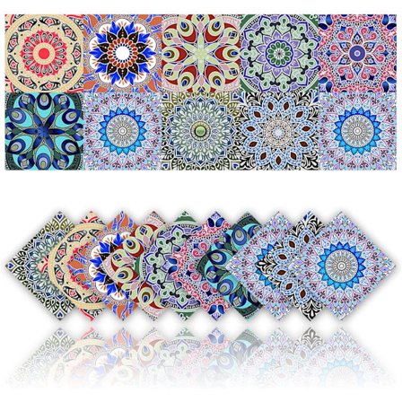 20 Styk Fliseklistermærker Vandtæt PVC Selvklæbende Vægdekoration Badeværelse Køkken Væg Boheme Mosaik Stil Klistermærker Boligindretning (10x10cm)