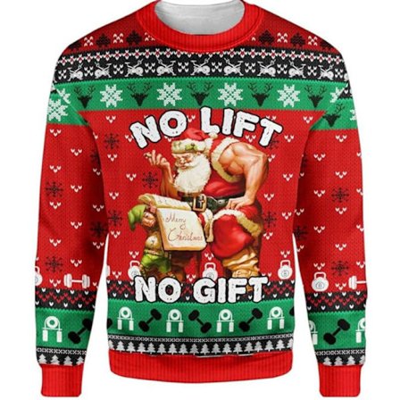 Julegenser med 3D digitaltrykk og rund hals - Gave - HQ9 - Størrelse L