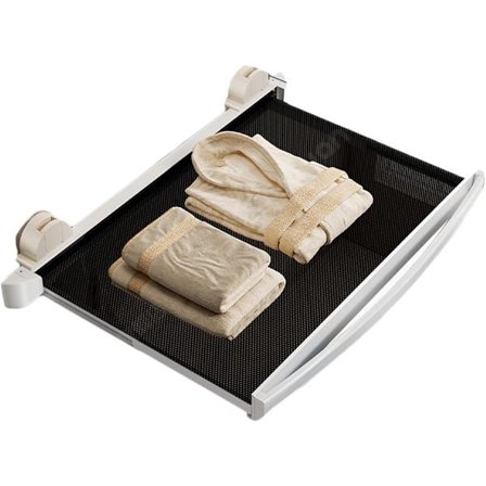 ING Udtrækkeligt Altan Tørrenet, Udtrækkeligt Tørrestativ til Indendørs og Udendørs Brug, Velegnet til Små Rum (Hvid, 44x4.5x47 cm).