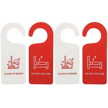 4-pakkaus hotelli siivous huone kyltti ei häiritse kyltti kaksipuolinen ovi ripustin kyltti (21.5X8.5CM, monivärinen)