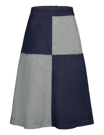 Milk Lunar Block Skirt Knelangt Skjørt Marineblå Mads Nørgaard*Betinget Tilbud
