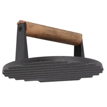 Støpejerns grillpresse Burgerpresse Rund Støpejerns grillpresse Balansert Vektfordeling Kjøttkunst HAMBURGERPRESSE