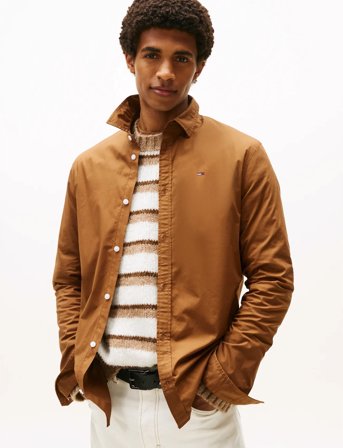 Tommy Jeans Tjm Original Stretch Shirt - Brown - XL