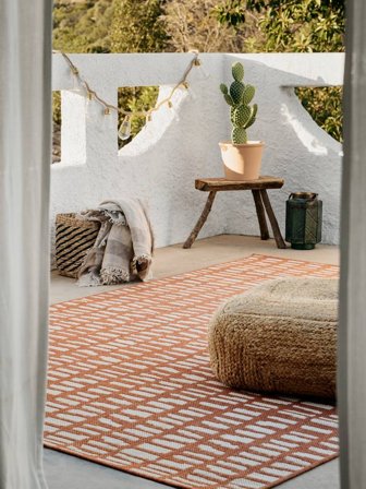 Indoor/Outdoor Rug Washable Ray - Rust Red/White 160X230 Modern Style