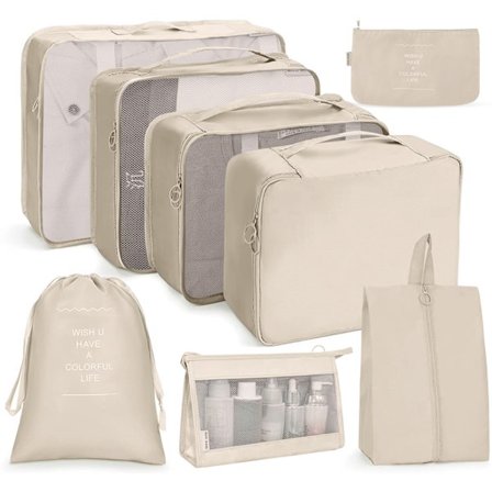 Travel förvaringsväska set Makeup Pack 8-delat set Beige