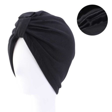 Sleeping cap satin turban - søvnhette en -størrelse svart