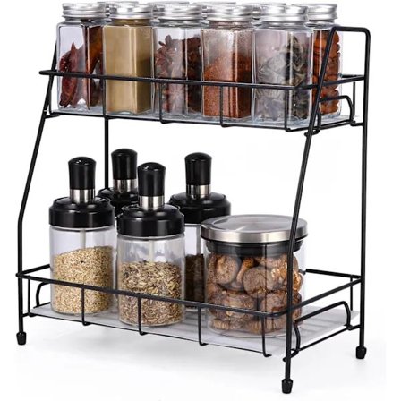 Kitchen Shelf, Countertop Rack, Spice Rack Organizer, Space Saving Storage Rack for Kitchen and Bathroom
