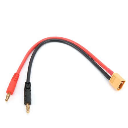 22cm XT60 han-stik til 4mm banan-stik 12AWG adapterkabel til B6 LiPo batterioplader