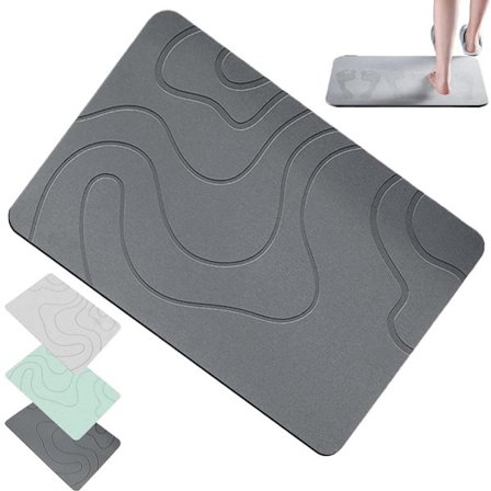 ING Badematte 40 x 60 cm Vannabsorberende Matte Dusjmatte Absorberende Diatomittstein Dusjmatte Absorberende Stein Badematte Vaskbar Dusjmatte 