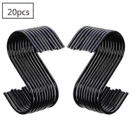20-pack Svarta S-krokar Hängande S-krokar S-formade krokar S-hängare Krokar Kökskrokar för Grytor och Pannor