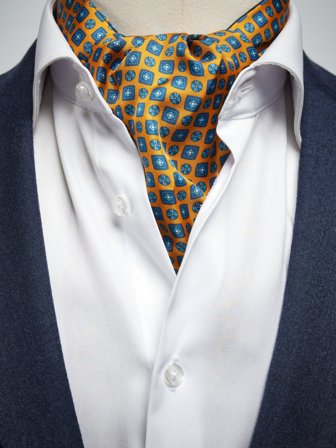 John Henric Men's Orange Ascot Geometric Size Onesize