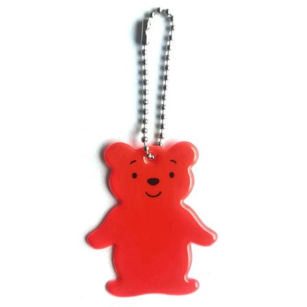 Turvallinen heijastava avaimenperä laukkuun reppuun riipus karhu koristeet heijastimet aikuisille lapsille yö turvallisuus hopea valkoinen