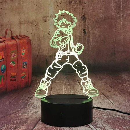 3D Natlys LED Anime Figur Midoriya Izuku LED Natlys Manga Figur 3D Sengebordssovebord Lampe Børneværelses Dekoration Drenges Fødselsdag Julelegetøj