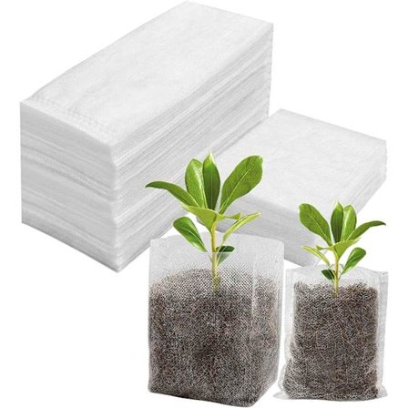 100 stk. (15x23cm) Planteposer, Spirepose, Biologisk Nedbrydelig Pose, Planteskoleposer, Nedbrydelig Stofplantepose til Frøplanter og Planter