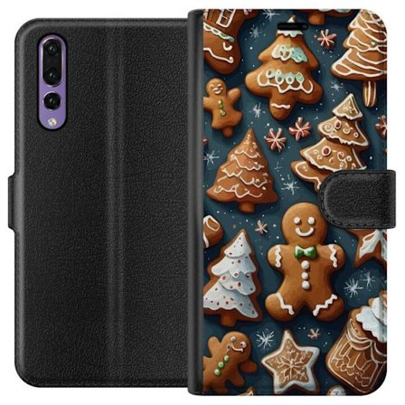 Huawei P20 Pro Lompakkokotelo Piparkakkutaikina muotoiltu puiksi, miehiksi ja tähdiksi, koristeltu sokerikuorrutteella kodikkaassa talvimallissa, jok