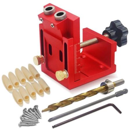 Lommehullsborguide, dyveljigg, aluminium skråhullsøker, boresett, snekker DIY-verktøy med 9 mm bor B
