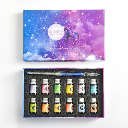 Kalligrafi Glas Dip Penna Bläckset Mångsidig Färgglad Bläckpenna Portabel DIY Markörer Penna