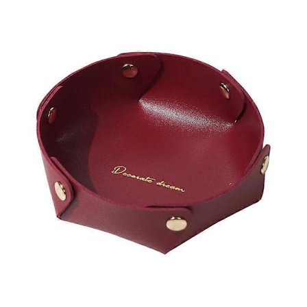 Pyöreä nahkatarjotin, nahkan säilytystarjotin, keinonahkainen korutarjotin, kolikkotarjotin avaimille, kelloille, toimistotarvikkeille, koruille (