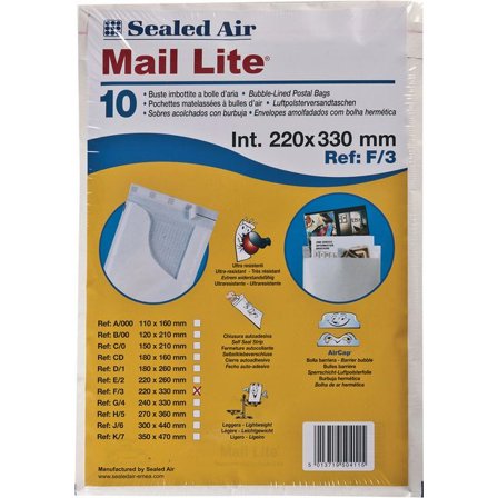 MAIL LITE Bubbelpåse F/3 220x330mm remsa 10/fp - Lyreco - Emballage och lagerutrustning - Kuvert och postemballage - Bubbelpåsar