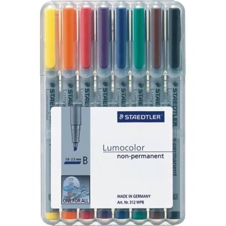 Staedtler Lumocolor - Fiberspidspen - ikke-permanent - for overhead-transparenter - assorterede farver - 2.5 mm - bred - pakke med 8