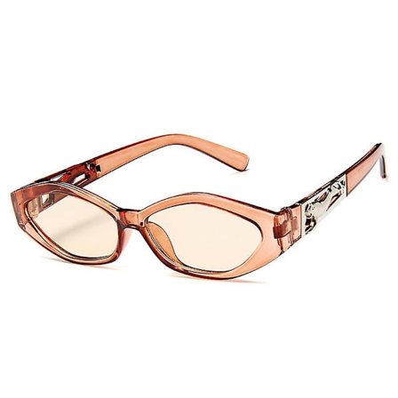 Retro liten ram Polygon Kattögon Dam Solglasögon Märke Designer Mode Gepard Dekoration Dam Solglasögon Uv400 Light tea tea