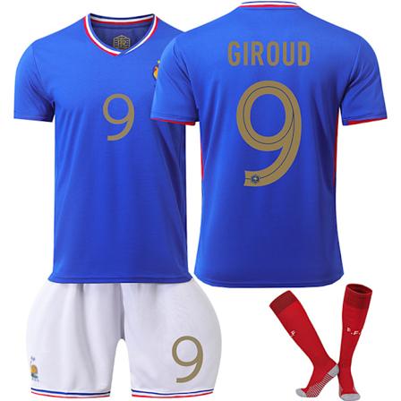 UEFA Euro 2024 Ranskan kotijoukkueen nro 9 Giroudin lasten jalkapalloasu No.9 Giroud M