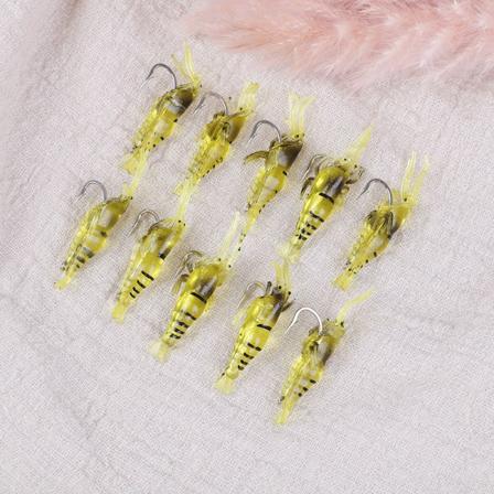 Lot 10 stk. Rejesimulering blød rejer lokkemad Krog Tackle Ba Yellow one size