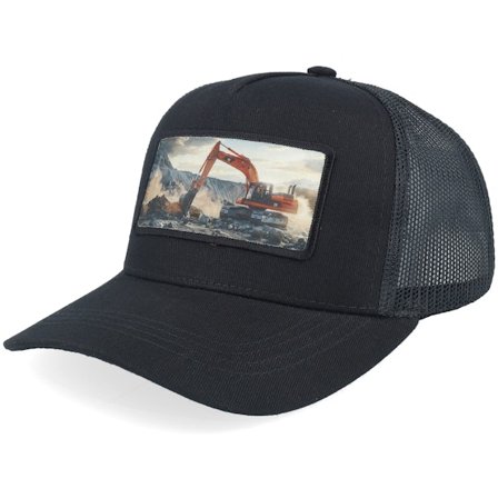 Kiddo Cap - Black - trucker - Cap - Kids Excavator Patch Black Trucker - Hatstore