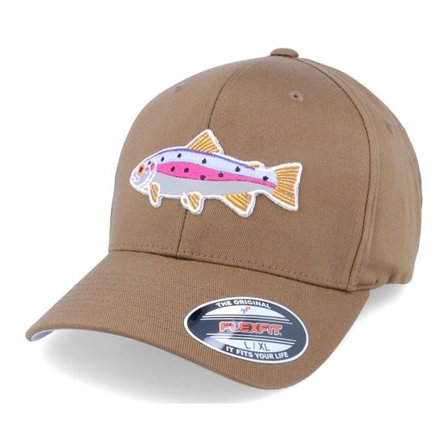 Skillfish - Brun flexfit Keps - Trout Applique Patch Brown Flexfit @ Hatstore